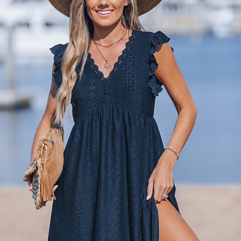 Cupshe Navy Eyelet Dress